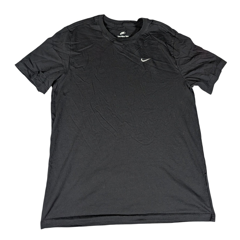 Nike T-Shirt Mens Large Black Embroidered Swoosh Short Sleeve Excellent